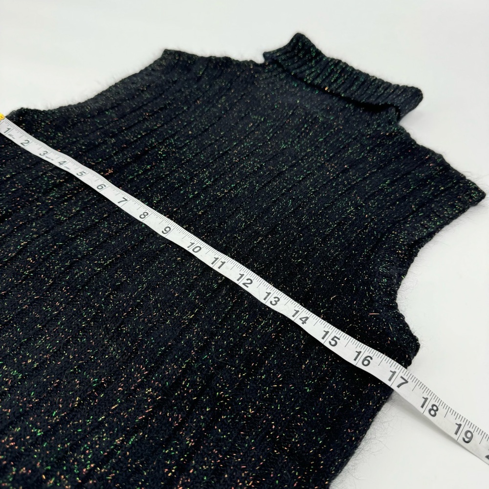 PRONTO MODA Metallic Speckled Silk/Angora/Lambswool Sleeveless Turtleneck - Picture 5 of 9